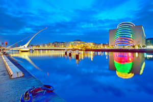 Colorful Dublin And Harp Bridge Wallpaper