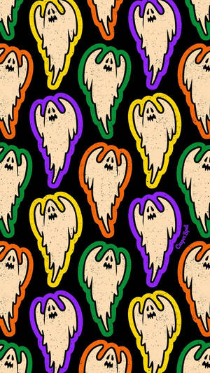 Colorful Ghost Aesthetic Pattern Wallpaper