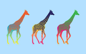Colorful Giraffes Cartoons Wallpaper