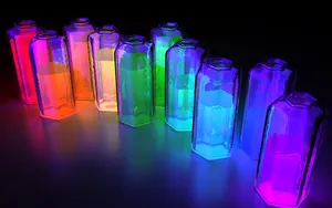 Colorful_ Glowing_ Bottles Wallpaper
