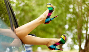 Colorful Heels Out The Car Window Wallpaper