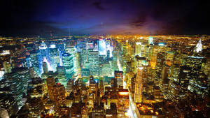 Colorful Lights New York City Night View Wallpaper