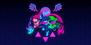 Colorful Neon Deltarune Characters On Logo Wallpaper