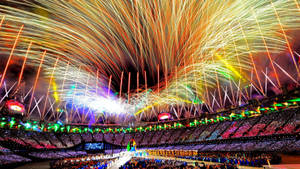 Colorful Olympics Stadium Fireworks Wallpaper