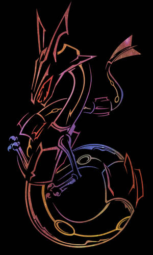 Colorful Outline Of Rayquaza Wallpaper