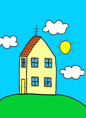 Colorful Peppa Pig House Art Wallpaper