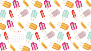 Colorful Popsicles July Calendar Wallpaper