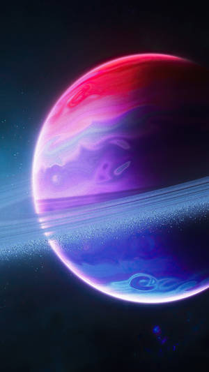 Colorful Saturn Planet Space Phone Wallpaper