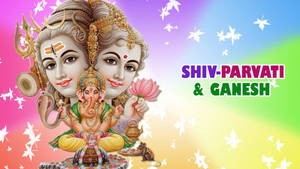 Colorful Shiv Parivar With Name Text Wallpaper