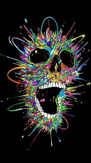 Colorful Skull With Open Mouth Wallpaper