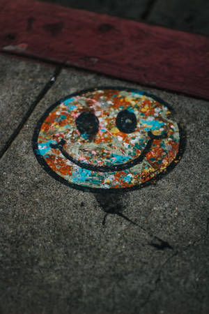 Colorful Smiley Floor Graffiti Iphone Wallpaper
