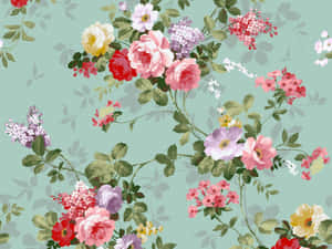 Colorful Vintage Flower Garden Wallpaper