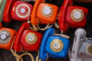 Colorful Vintage Telephones Wallpaper
