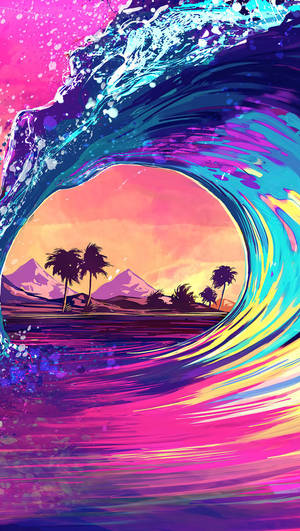 Colourful Retro Wave Wallpaper