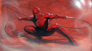 Combat Ready Daredevil In Red Wallpaper