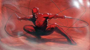 Combat Ready Daredevil In Red Wallpaper