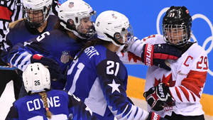 Competitive Edge - Hilary Knight In Face-off Against Canada Wallpaper