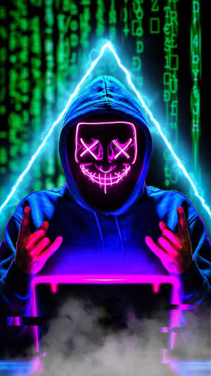 Computer Code Purple Hacker Mask Wallpaper