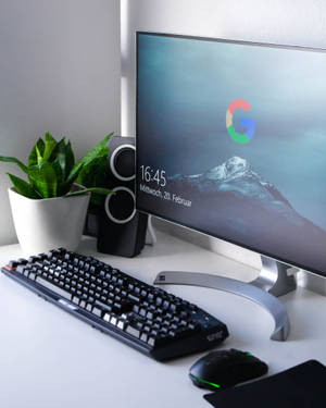 Computer With Google Logo Wallpaper