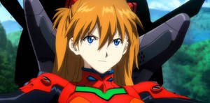 Confident Asuka On Mech Evangelion Wallpaper