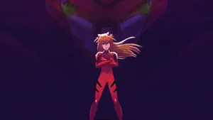Confident Asuka With Unit-02 Evangelion Wallpaper