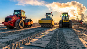 Construction Operator At Work In Bulldozer Wallpaper