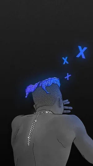 Contemplative Portrait Of Xxxtentacion In Blue Wallpaper