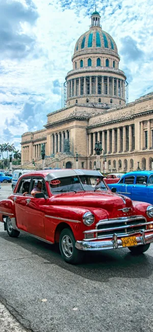 Vibrant illustration of American vintage car driving in Havana, Cuba in  daylight. Colorful exotic retro Havana's streets make a magnigicent magical  cityscape. Stock Illustration | Adobe Stock