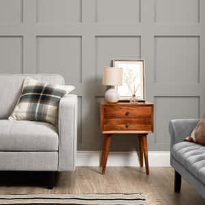 Contemporary Gray Living Room Wallpaper