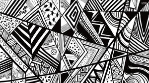 Contrasting Elegance: Black And White Geometric Art Wallpaper