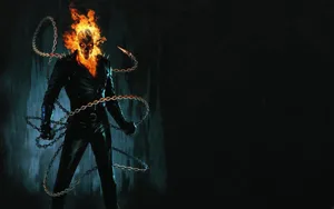 Cool 3d Ghost Rider With Long Chain Wallpaper