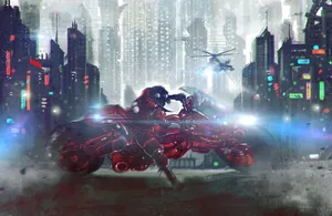 Cool Akira Biker Kaneda At Dark City Wallpaper