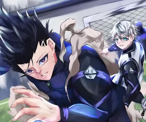 Cool Anime Characters Running Blue Suit Wallpaper