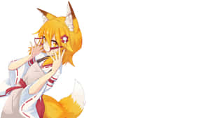 Cool Anime Fox Girl Adjusting Her Glasses Wallpaper