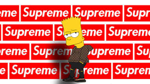 Cool Bart Simpson In Supreme Background Wallpaper