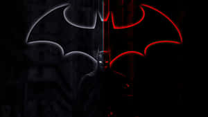 Cool Batman Black And Red Logo Line Wallpaper