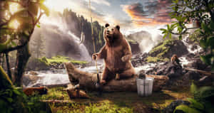 Cool Bear Fishing Wallpaper