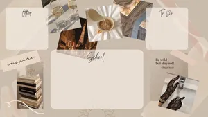 Cool Beige Aesthetic Laptop Organizer Background Wallpaper