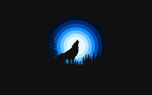 Cool Black Wolf Howling On Blue Circles Wallpaper