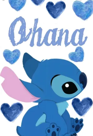 Cool Blue Hearts Stitch Ohana Wallpaper