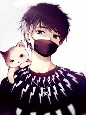 Cool Boy Anime With Cat Wallpaper