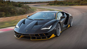 Cool Cars: Black Lamborghini With Yellow Accents Wallpaper