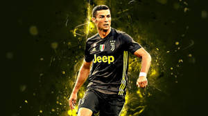Cool Cr7 3d Yellow And Black Background Wallpaper