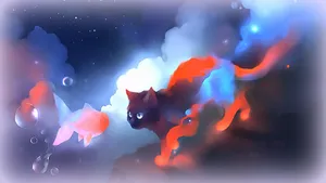 Cool Cute Cat And A Fish Wallpaper