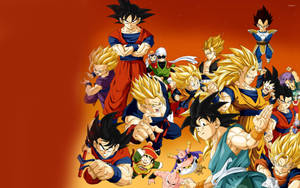 Cool Dragon Ball Z On Red Wallpaper