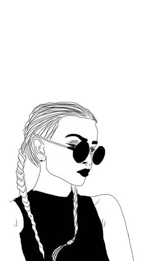 Cool Drawing Braided Girl Wallpaper
