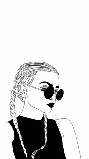Cool Girl Pigtails Drawing Wallpaper
