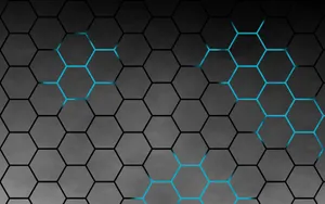 Cool Gray And Neon Blue Hexagons Wallpaper