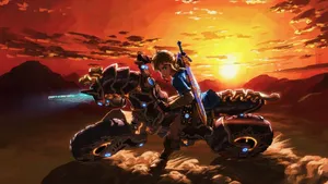 Cool Hd Breath Of The Wild Link's Bike Wallpaper