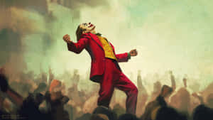 Cool Joker Red Suit Laugh Wallpaper